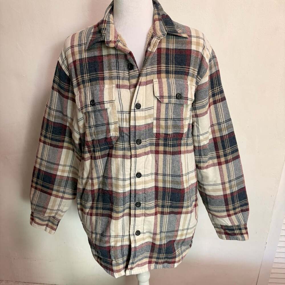 Wrangler Sherpa Lined Plaid Flannel Shirt Jacket Size Small Outdoors Western